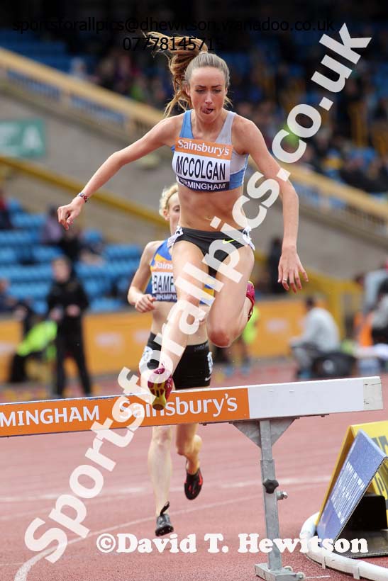 Eilish McColgan (Dundee Hawkhill) 3000 metres steeplechase, 2014 Sainsbury's British Championships. Photo: David T. Hewitson/Sports for All Pics